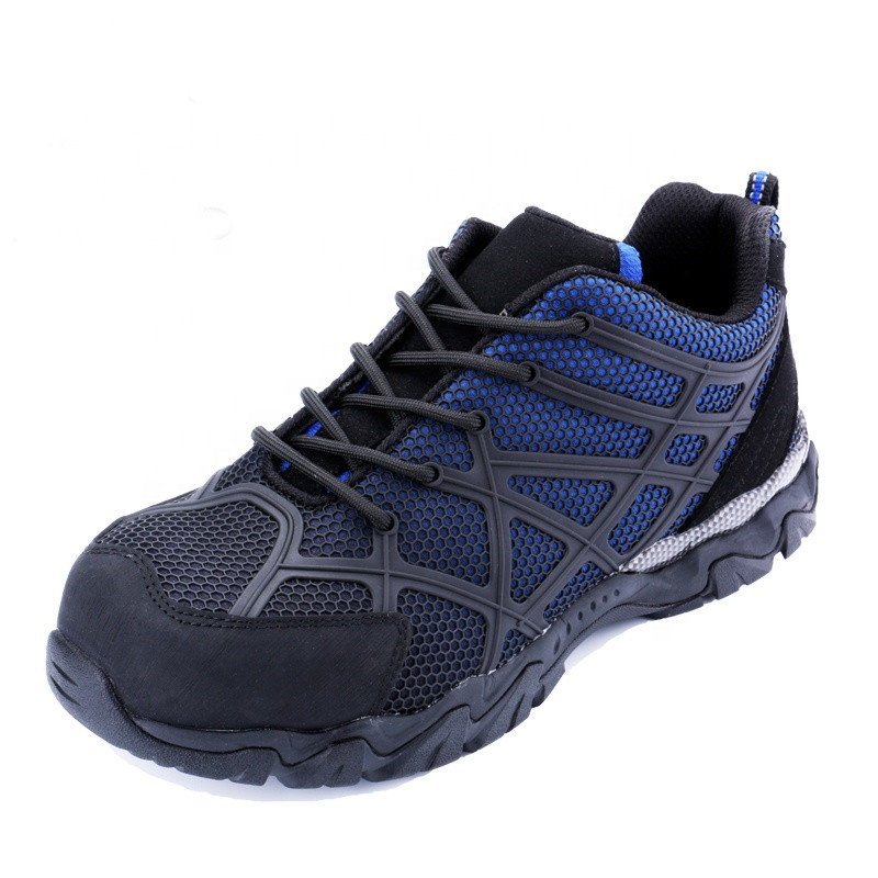 Sports shock resistant Rubber outsole composite cap breathable safety shoes